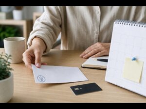 Person using one small recurring bill to build credit carefully