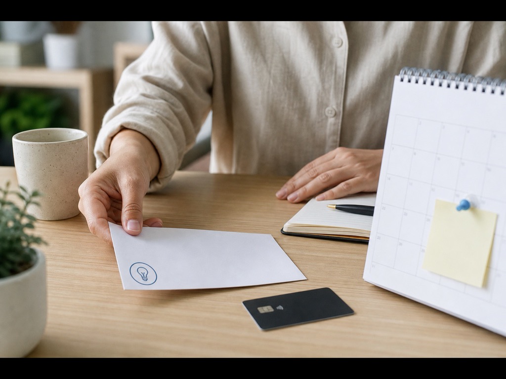 Person using one small recurring bill to build credit carefully